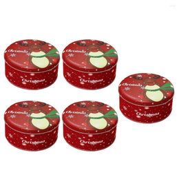 Storage Bottles 5pcs Christmas Tin Gift Box With Lids Round Cookie Candy Containers Holders For Confectioneries Xmas Holiday
