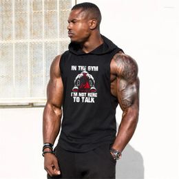 Men's Tank Tops Gyms Clothing Bodybuilding Stringer Top Hoodie Mens Cotton Muscle Sleeveless Shirt Fitness Men Hooded Undershirt