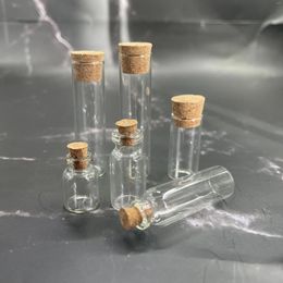 Bottles 50pcs 1.5ml 2ml 3ml 4ml 6ml Lovely Small Bottle Tiny Clear Empty Wishing Glass Message Vial With Cork Stopper Mini Containers