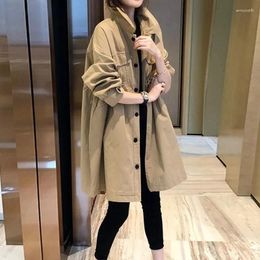 Women's Trench Coats Khaki Coat Mid Length Spring And Autumn 2023 Waistband Relaxed Versatile Long Sleeved Outweer Female