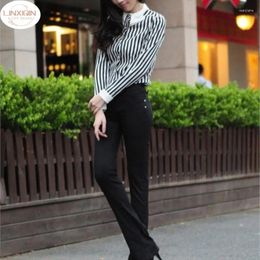 Women's Pants 2024 Of Thin Candy Colour Ladie's Micro- Bell-bottom Women Genuine Zipper Mid Waist Slim Hip Casual