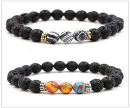 Silver Gold Plated Candy Color Black Lava Stone Beads Bracelet DIY Perfume Essential Oil Diffuser Bracelet6774557