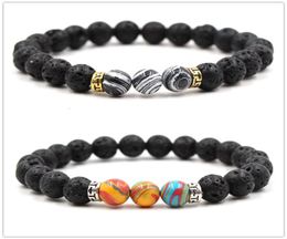 Silver Gold Plated Candy Colour Black Lava Stone Beads Bracelet DIY Perfume Essential Oil Diffuser Bracelet6774557