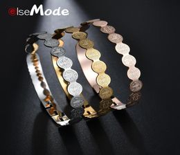 ELSEMODE St Benedict Bracelets Bangles Women amulet Titanium Steel High Polished Catholic Church Cross Bangle Jewelry Gift7562655