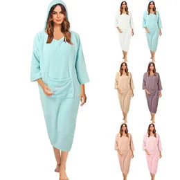 Women's Sleepwear Zipper Robes For Women Ribbed Knit Bathrobe Lightweight Full Length Loungewear With Pockets S 3XL