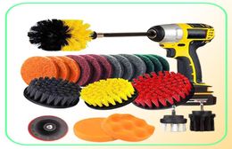 22PcsSet Electric Drill Brush Scrub Pads Kit Power Scrubber Cleaning Kit Cleaning Brush Scouring Pad for Carpet Glass Car Clean 26238372