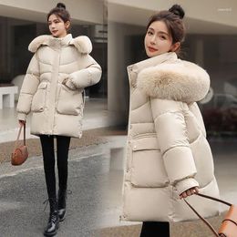 Women's Trench Coats Down Cotton Dress Ladies Style 2023 Wool Collar Thickened Bread Cotton-padded Jacket Ladies' Winter Parkas