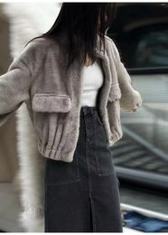 Women's Jackets Original Boutique Silver Grey Thick Faux Fur Pocket Oversize Jacket Coat Size 1 2 3