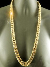 24K Real YELLOW GOLD FINISH SOLID HEAVY 11MM XL MIAMI CUBAN CURN LINK NECKLACE CHAIN Packaged Unconditional Lif1572245