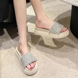 Slippers 2023 Shoes Female Summer Outdoor Women's Solid Sequins Open Toe Platform Water Proof Daily Casual