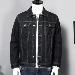 Men's Jackets 2023 Spring Autumn Denim Coat Loose Youth Cotton Blue Lapel Casual Fashion Tidal Current Jacket Black Large Size Top