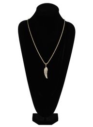 FashionGold White Gold Iced Out CZ Zirconia Lovers Angel Wing Necklace Chain Hip Hop Feather Wing Rapper Jewelry Gifts fo5720426