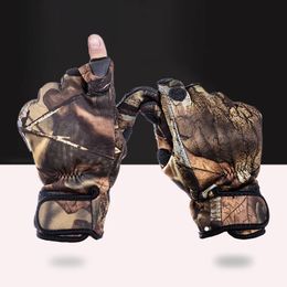 Three finger Cut Keep Warm Fishing Gloves Breathable Non-Slip Fisherman Gloves Neoprene Camping Hiking Gloves Camo Sport Mittens 231228