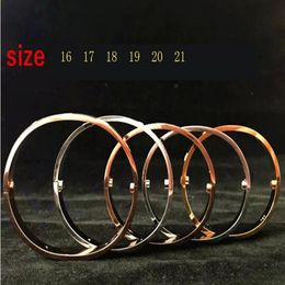 Fashion Jewellery Screw Bangles 316L Titanium Steel with cz stone Gold Silver Rose gold bracelets for women men gift Size 16-21222g