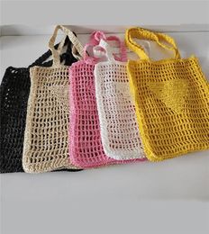 Fashion Letter P Mesh Hollow Woven Shopping Bags Home Decor for Summer Straw Tote Bag Shoulder Beach 6Color1739294
