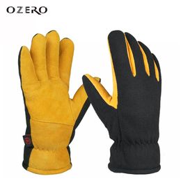 OZERO Deerskin Winter Gloves Outdoor Sport Shovelling Thermal Snow Warm work Windproof Skiing Cycling Motorcycle gloves 231228