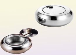 Round Stainless Steel Ashtray Home Party Bar Decoration Ash Holder For Gift Cigarette Lighters Smoking Accessory Ash Tray C02239142078