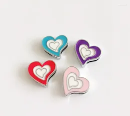 Pendant Necklaces 50PCS 8MM Mixed Colour Enamel Hearts Slide Charms Letters DIY Accessory Fit Wristbands Blets