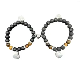 Link Bracelets Family Couple Bracelet Adjustable Letter Distance Magnet Elastic Beads