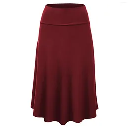 Skirts Elastic High Waist Skirt For Women Solid Colour A-line Bag Hip Long Office Lady Loose 2023 Autumn