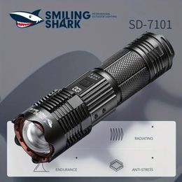 Smiling Shark Flashlights High Lumens, Rechargeable Led Super Bright Flash Light, High Powered Handheld Flashlights For Emergency Camping Gift, IP67 Waterproof