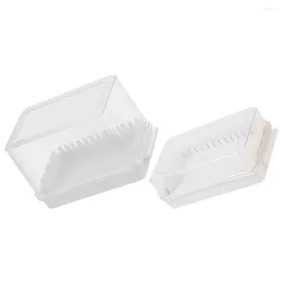 Plates 2pcs Cheese Cutting Cases Clear Butter Display Box Fridge Server