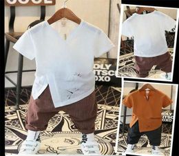 New 2T 3T 4 6 8 10 Years Toddler Boy Summer Clothes 2 Colours Kids Boys Fashion TShirt Shorts Boy Clothes Outfit 2103166123814