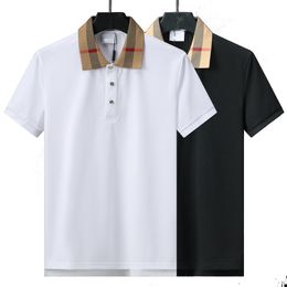 2024 رجال القميص الصيفي للرجال للبولو سيلانشن كوتون كوتون قصيرة الأكمام الأعمال غير الرسمية المصمم المخطط Homme Camisa
