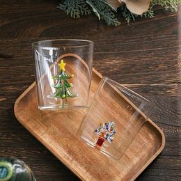 Wine Glasses Creative Glass Christmas Cup Juice Milk Cartoon Transparent Three-dimensional Shape Water Colourful Cups