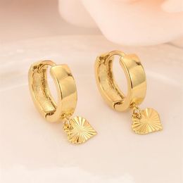 18 k Solid Gold GF Heart drop Earrings Women Girl Love Trendy fashion Jewellery for Europe Eastern kids children gift332e