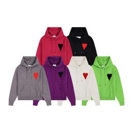 Designer Sweatshirt Love Heart Pattern Pure Colour Simple Knitted Sweater Autumn and Winter Men's and Women's Casual Loose Wool Hooded Sweatshirt