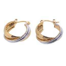 Two Tone Bonded Round Gold Plated Clip Hoop Earring261Z