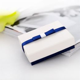 Simple SevenFestival Blue&White Jewellery Box Crocodile Pattern Ring Box Pendant Display Earring Packing with Bowknot Big294U