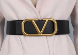 Belts Straight hair wide belt cowhide metal Vshaped button skirt coat simple decoration sealing waist closing ins3833045