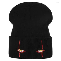 Ball Caps Adult Hats Winter Knitted Embroidery Woolen Men And Women Horror Eye Fashion Warmth Thick