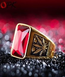 New Punk Domineering Titanium Steel Rings for Men Blood Red White Gold Black Cubic Zirconia Inlaid Male Finger Band235t3447288