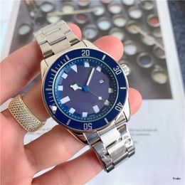 high quality mens watches battery quartz movement wristwatch stainless steel strap rotate case silver blue splash waterproof analo233d