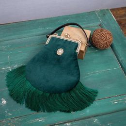 Bags Green Classic Vintage Fringe Tassel Purses Bag Women Chain Strap Women Shoulder Bag Crossbody Bags Hand Bag Women's Handbags