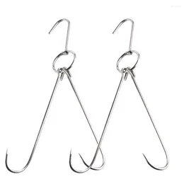 Kitchen Storage 2 Pcs Metal Clothes Hanger Stainless Steel Hooks For Hanging Meat Roast Oven