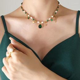 Pendant Necklaces Vintage Style Pearl Zircon Jade Turquoise Necklace