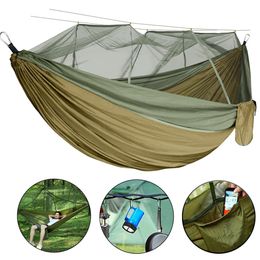 Automatic Quick-opening Mosquito Net Hammock Outdoor Camping Pole Hammock swing Anti-rollover Nylon Rocking Chair 260x140cm 231228