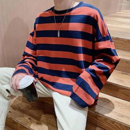 Men's T Shirts Crew Neck Tops For Women Long Sleeve Striped Crewneck Sweatshirt Casual Loose Fit Fashion Top Youth