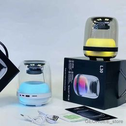 Computer Speakers L30 Bluetooth Speaker Crystal Glass Full Screen Card Insert Heavy Bass Colorful Atmosphere Light Desktop Computer Sound System