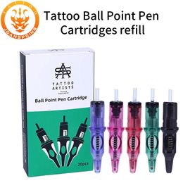 10/20pcs 5 Colors Ballpoint Tattoo Cartridge Needles For Beginners Designer Drawing Practice Tattoo Refill Stippling Supply 231229