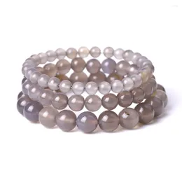 Strand Grey STONE Beads Bracelet Buddha Beaded Yoga Friendship Strench For Women Men Jewellery Braclet Braclets