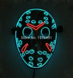 Friday the 13th The Final Chapter Led Light Up Figure Mask Music Active EL Fluorescent Horror Mask Hockey Party Lights T2009079229754