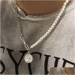 Strands Strings Strands Exquisite Portrait Pendant Necklace Creative Hip Hop Punk Style Stitching Pearl Men S Jewellery Brother Party Dhn1J