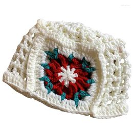 Berets Women Knitted Beanies Cap Personalised Flower Knitting Bucket Hats Handmade Cloche Crochet Hat Floral Skull