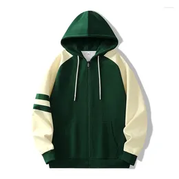 Men's Hoodies Autumn And Winter Fashion Korean Long-Sleeved Cardigan Sweater Zipper Jacket Loose Color Blocking Leisure Trend Hoodie