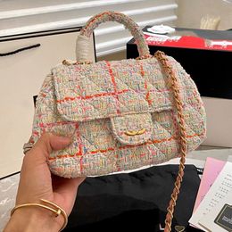 Designer bag autumn/winter crossbody bag, carrying single shoulder bag, small shoulder bag, retro woolen plaid handbag for women